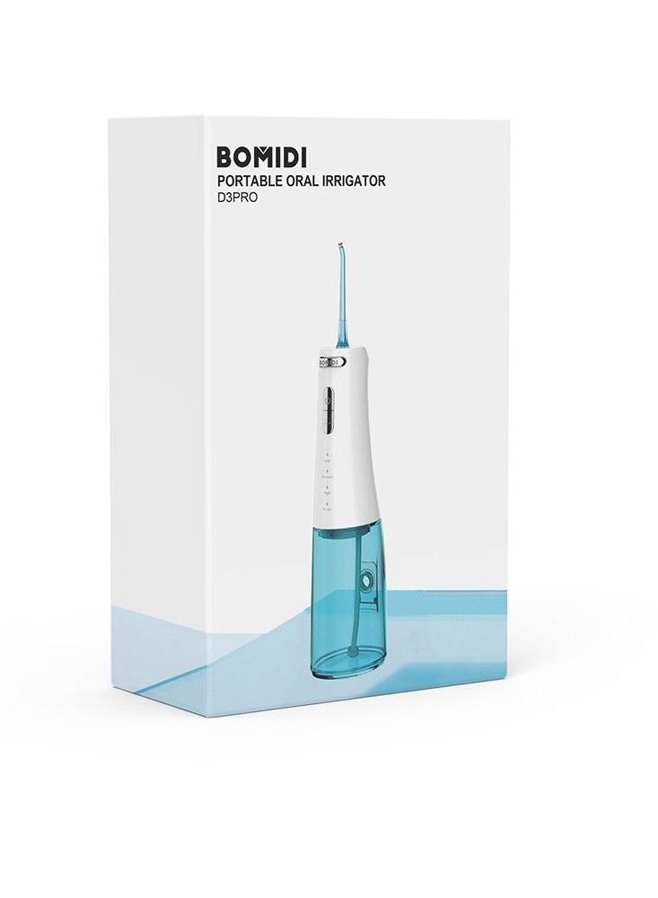 Bomidi D3PRO Portable Dental/Oral Irrigator 360 Rotatable Nozzle 300ml Water Tank Easy Cleaning 7 Level Adjustable Water Pressure Type-C IPX7 - White/Blue