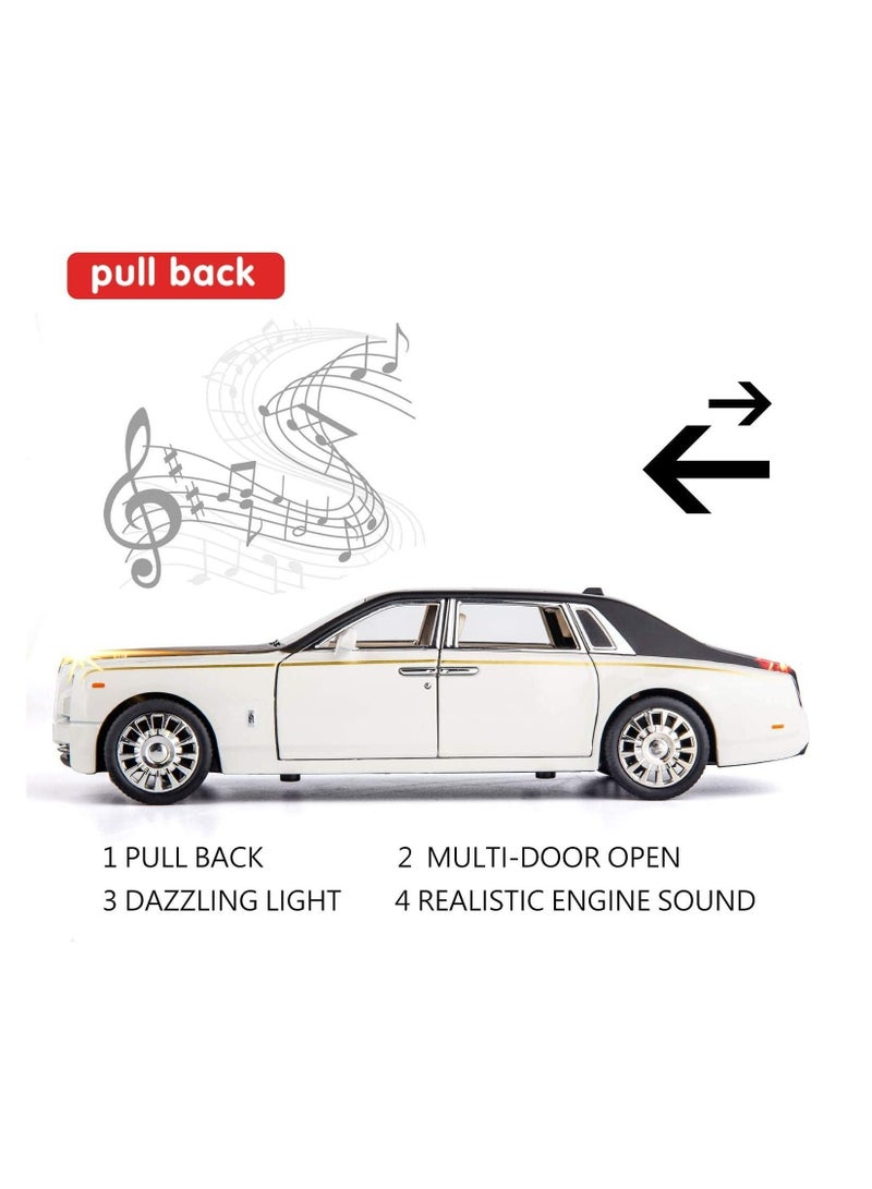 1/24 Rolls-Royce Phantom Model Car,Zinc Alloy Pull Back Toy car with Sound and Light for Kids Boy Girl Gift