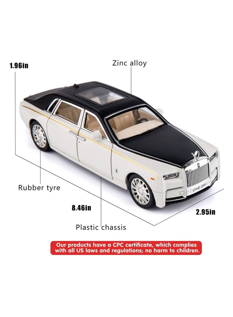 1/24 Rolls-Royce Phantom Model Car,Zinc Alloy Pull Back Toy car with Sound and Light for Kids Boy Girl Gift