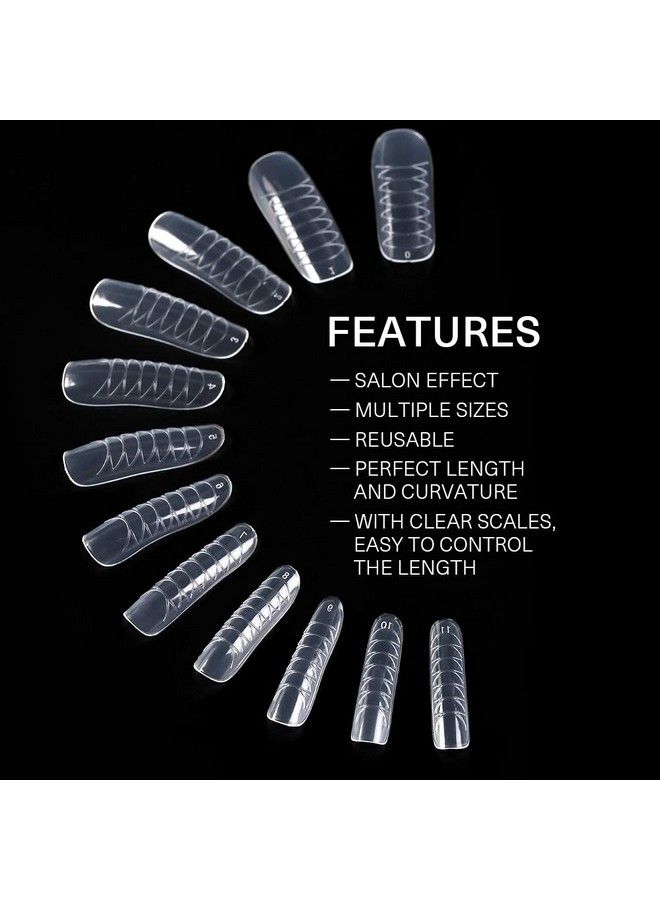 Poly Extension Gel Dual Nail Forms Poly Nail Gel Forms 120Pcs Clear Nail Extension Tips Set Nails Enhancement Thickening Acrylic False Nails Manicure Tool 12 Sizes