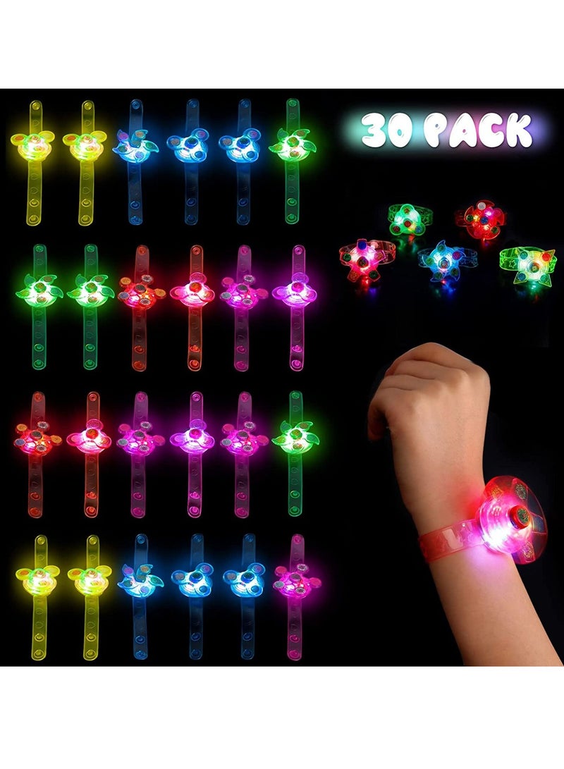 30 Piece LED Light Up Fidget Spinner Bracelets Party Favors For Kid Glow in The Dark Party Supplies Birthday Gifts Treasure Box Toys for Classroom Carnival Prizes Pinata Goodie Bags Stuffers