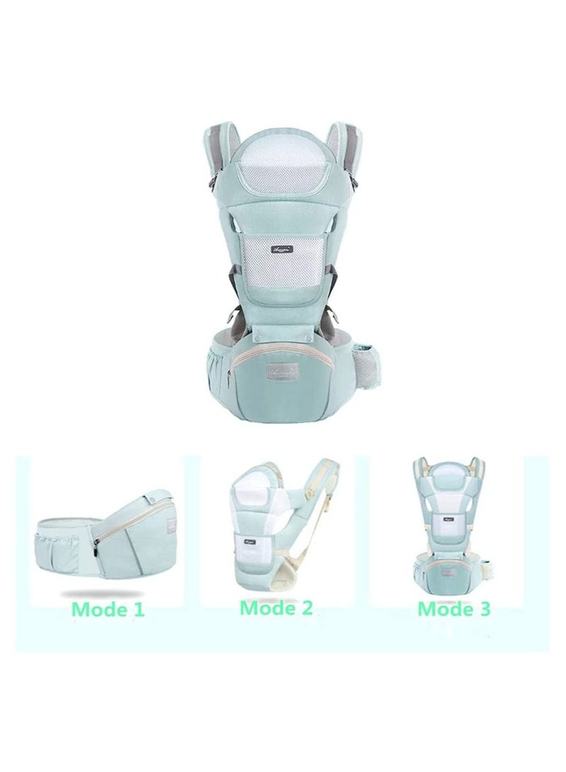 Baby Carrier With 3 Modes Switching,Convenient, Breathable, Easy-to-use Baby Carrier With Storage Function (light green)