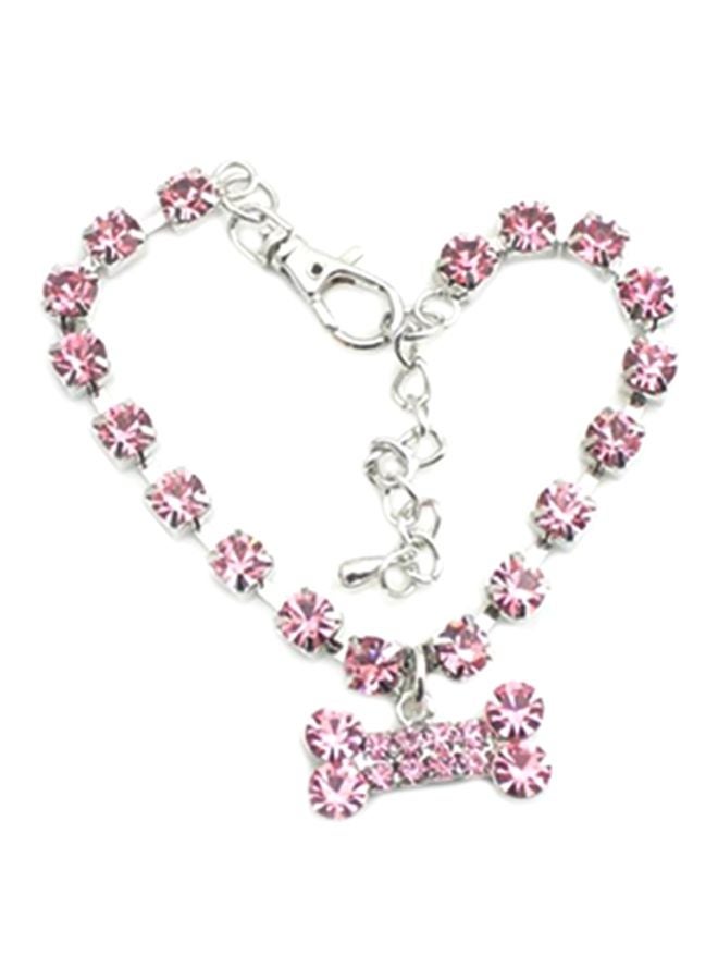 Dog Necklace Collar Pink/Silver
