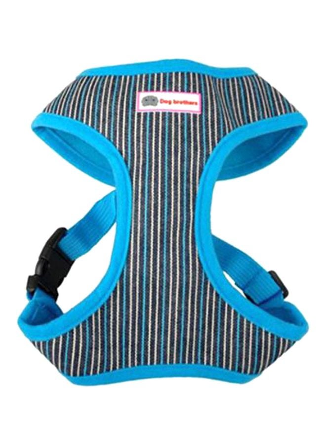 Adjustable Striped Harness Vest With Strap Leash Blue/Black/Grey