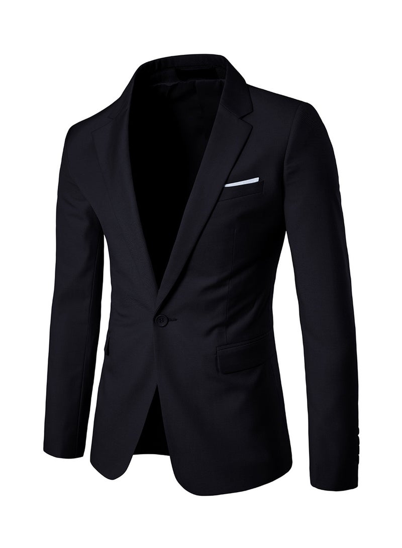 One Button Casual Blazer Black