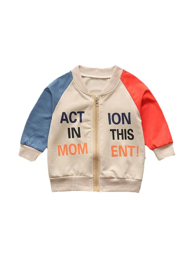 Action In This Moment Printed Jacket Beige/Red/Blue