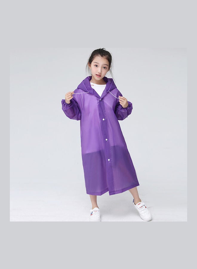 Kids Thick Reusable Hooded Raincoat Purple