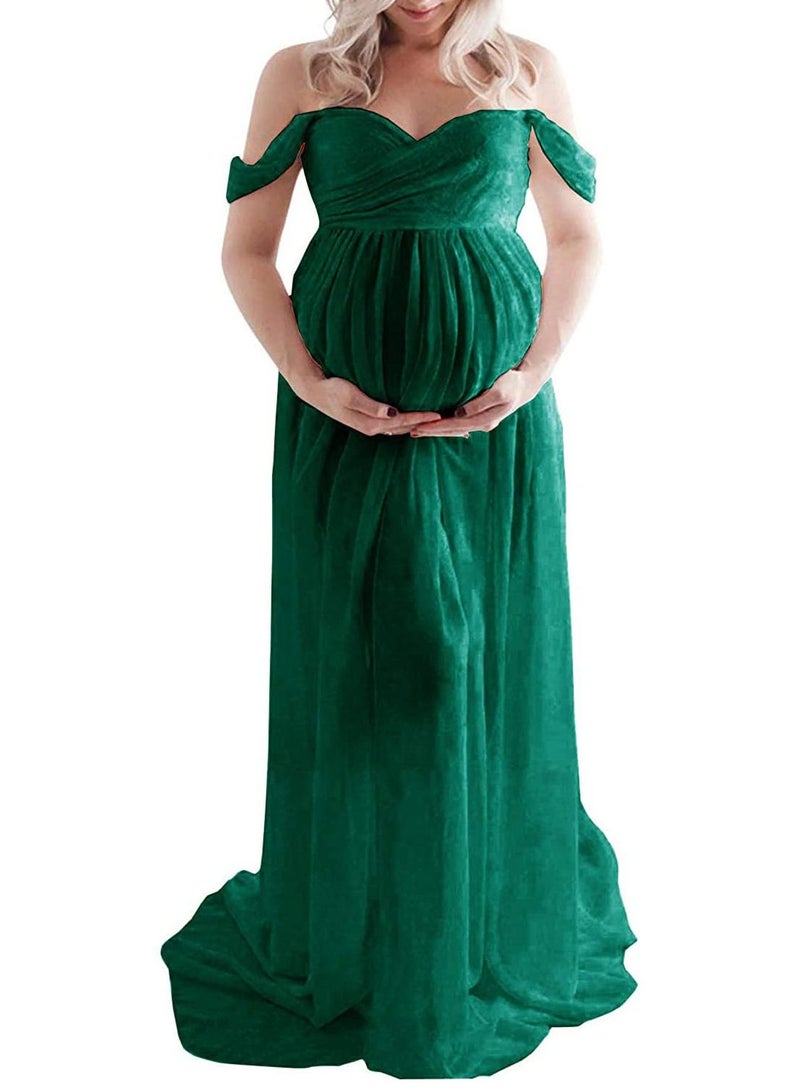 Women Pregnant Long Dress Green
