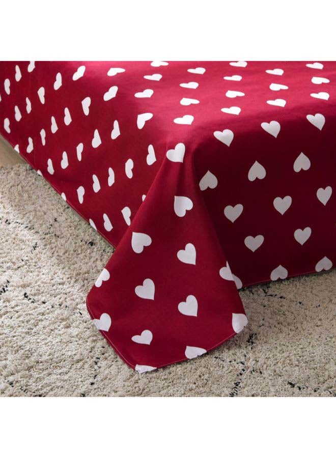 4-Piece Full Of Love Duvet Cover Set Polyester Maroon/Beige