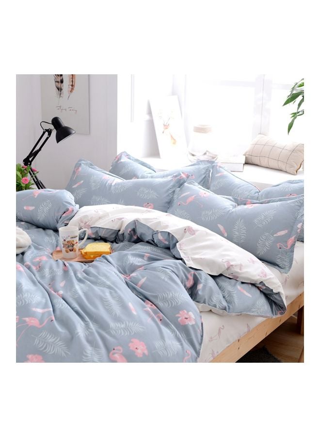 3-Piece Jacquard Duvet Cover Set Polyester Blue/Pink