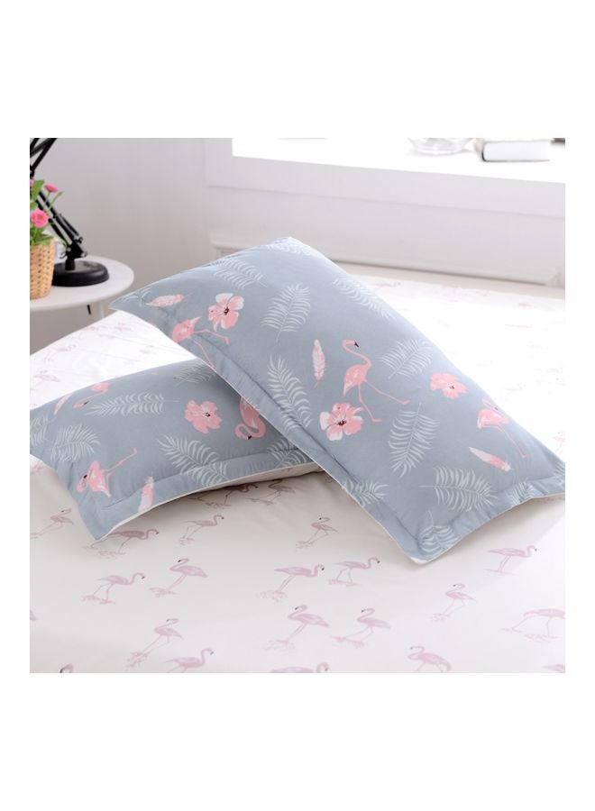 3-Piece Jacquard Duvet Cover Set Polyester Blue/Pink