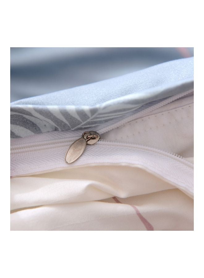 3-Piece Jacquard Duvet Cover Set Polyester Blue/Pink