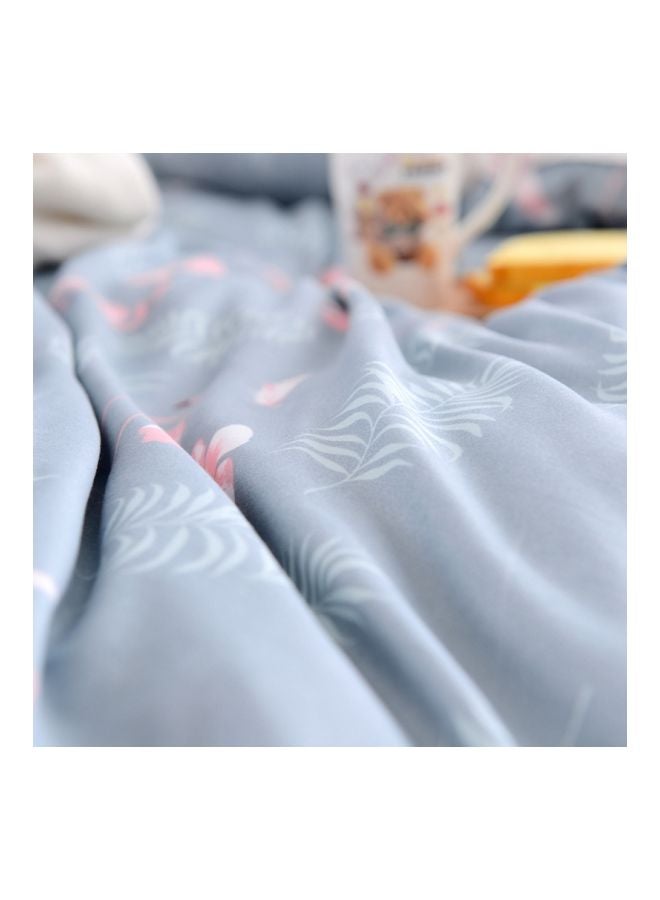 3-Piece Jacquard Duvet Cover Set Polyester Blue/Pink