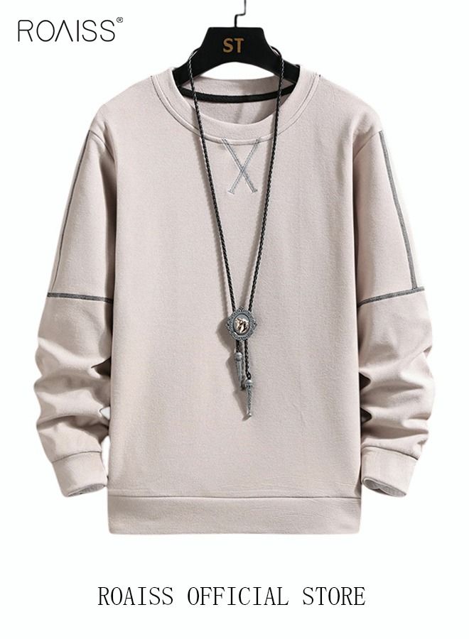 Men's Crewneck Sweater Soft Casual Sweaters for Men Classic Pullover Sweaters Basic Tops Knitted Thermal Fleece Sweatshirt Fall Winter Clothing for Men Teens