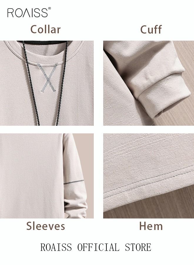 Men's Crewneck Sweater Soft Casual Sweaters for Men Classic Pullover Sweaters Basic Tops Knitted Thermal Fleece Sweatshirt Fall Winter Clothing for Men Teens