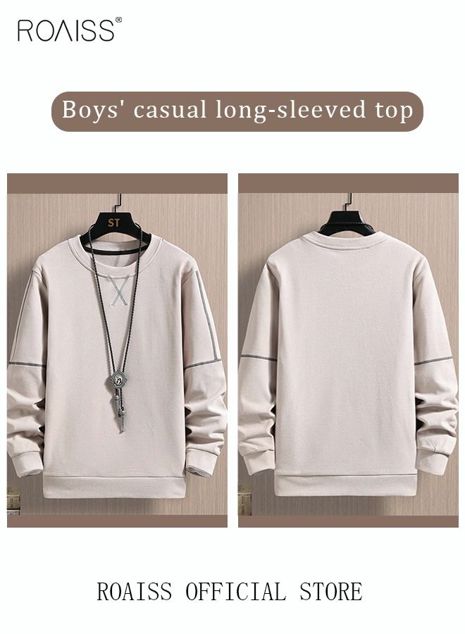 Men's Crewneck Sweater Soft Casual Sweaters for Men Classic Pullover Sweaters Basic Tops Knitted Thermal Fleece Sweatshirt Fall Winter Clothing for Men Teens