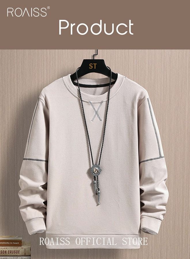 Men's Crewneck Sweater Soft Casual Sweaters for Men Classic Pullover Sweaters Basic Tops Knitted Thermal Fleece Sweatshirt Fall Winter Clothing for Men Teens