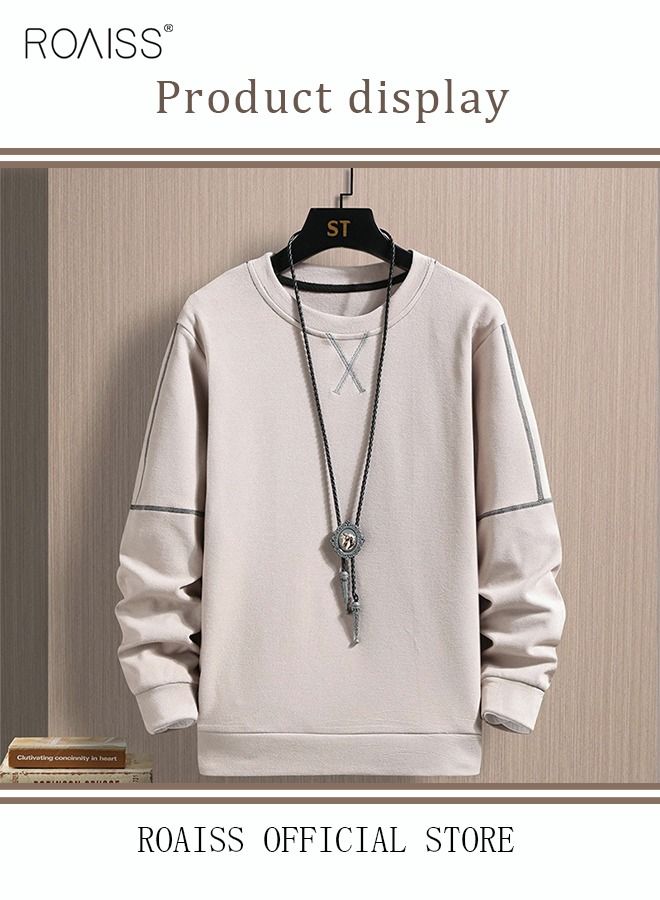 Men's Crewneck Sweater Soft Casual Sweaters for Men Classic Pullover Sweaters Basic Tops Knitted Thermal Fleece Sweatshirt Fall Winter Clothing for Men Teens