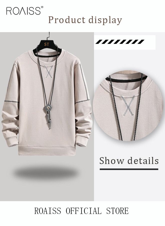 Men's Crewneck Sweater Soft Casual Sweaters for Men Classic Pullover Sweaters Basic Tops Knitted Thermal Fleece Sweatshirt Fall Winter Clothing for Men Teens