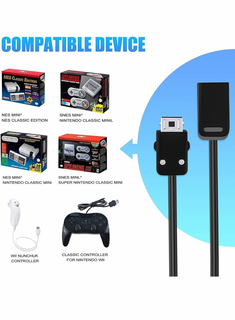 Controller Extension Cable for Nintendo SNES Classic Controller, 2pcs 3m (10ft) Accessories Compatible Super (2017) and Mini NES (2016)
