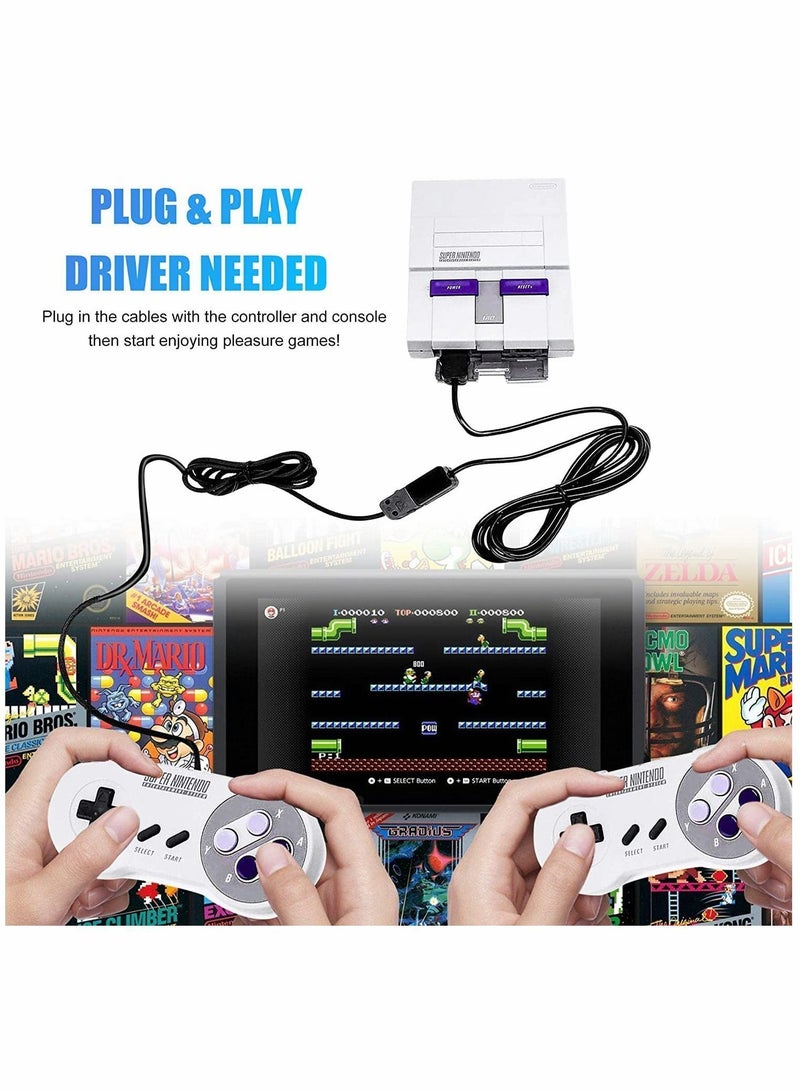 Controller Extension Cable for Nintendo SNES Classic Controller, 2pcs 3m (10ft) Accessories Compatible Super (2017) and Mini NES (2016)