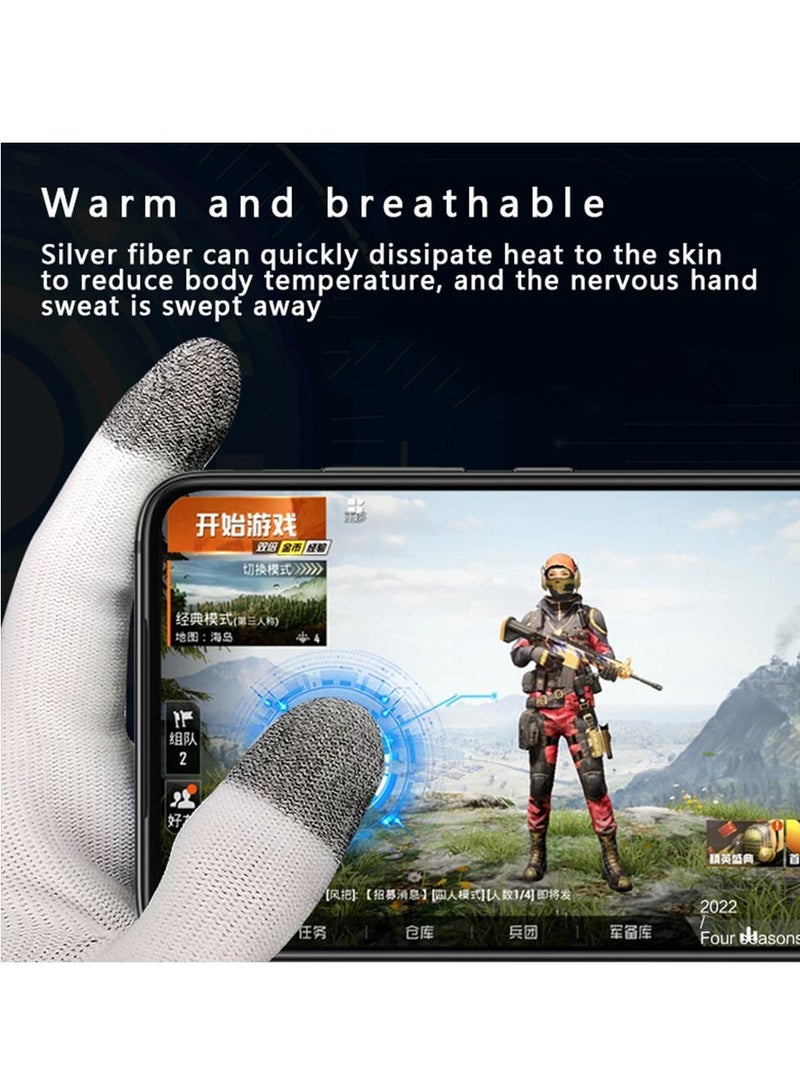 E-Sports Gaming Gloves Finger Sleeves Anti-Sweat Breathable Thumb for Highly Sensitive Nano-Silver Fiber Material Nylon Touch Screen PUBG Mobile Phone Games Accessories