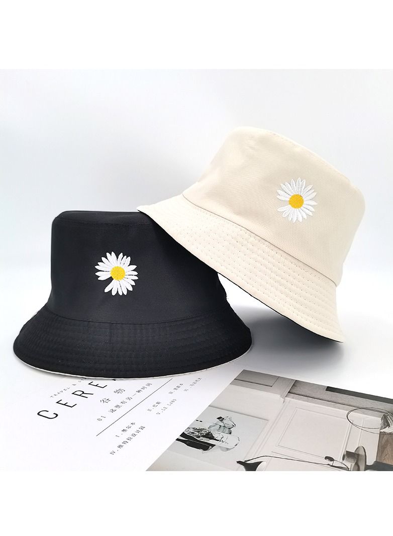 Embroidered small daisy double-sided hat sunscreen student hat