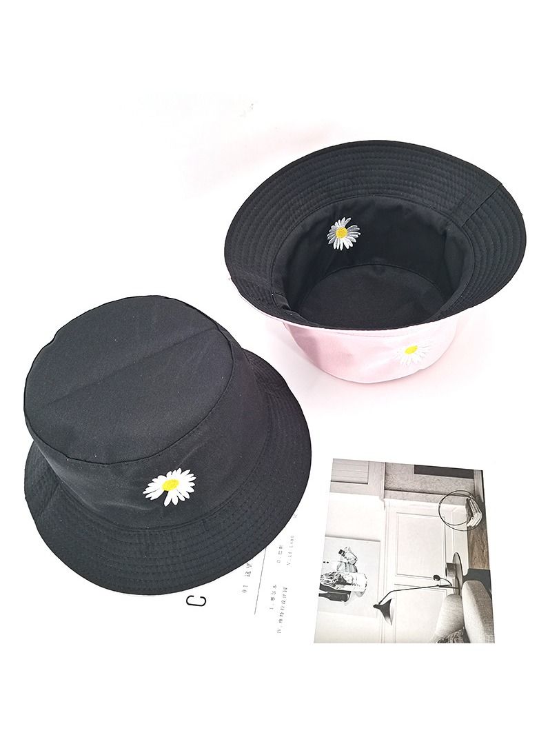 Embroidered small daisy double-sided hat sunscreen student hat