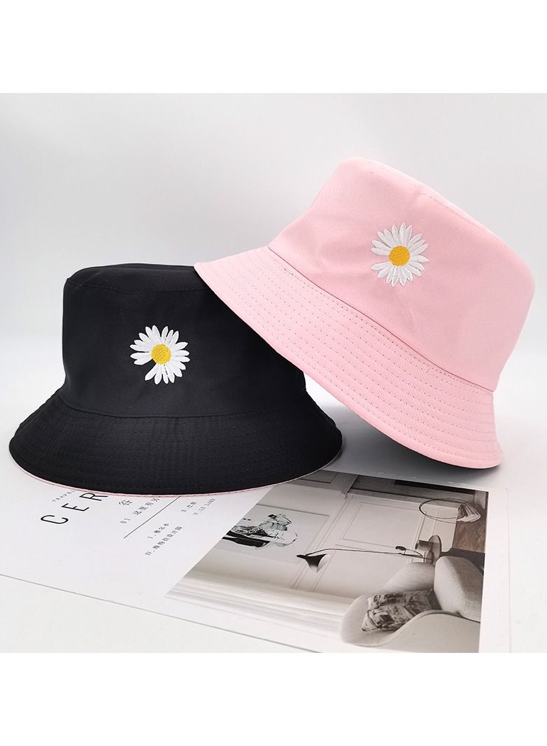 Embroidered small daisy double-sided hat sunscreen student hat