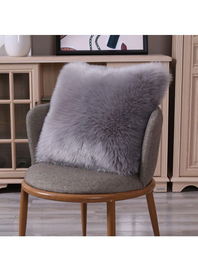 Plush Sofa Cushion wool Dark Grey 45 x 45cm
