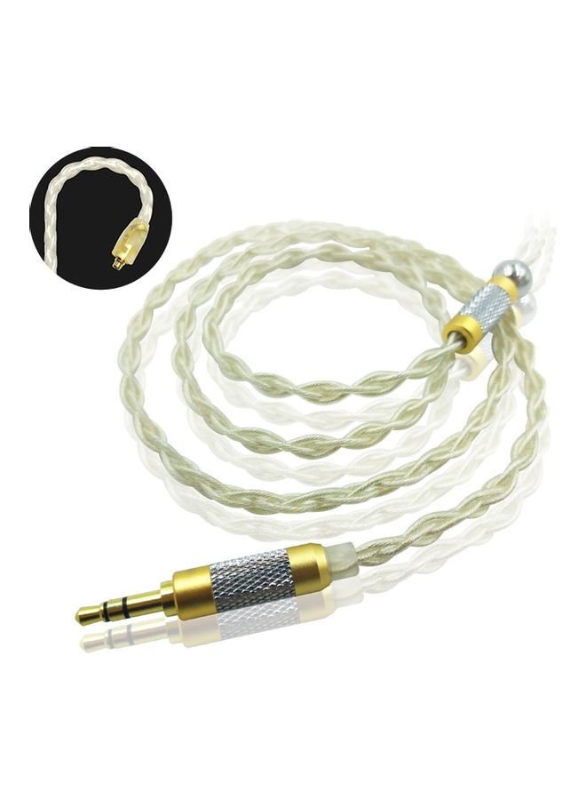 Wear-resistant  Plated Braided Headphone Cable Silver mmcx