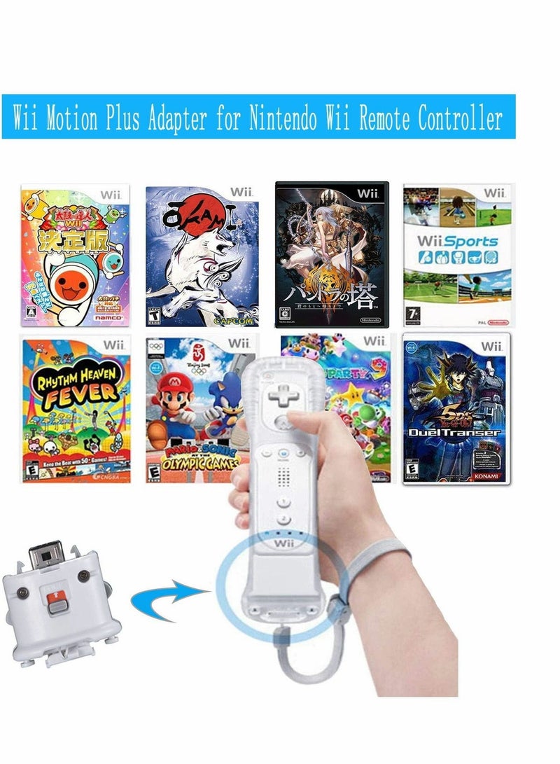Wii Motion Plus Adapter for Adapter-Sensor Accelerator and Compatible Nintendo Remote Controller(White 1 pcs)