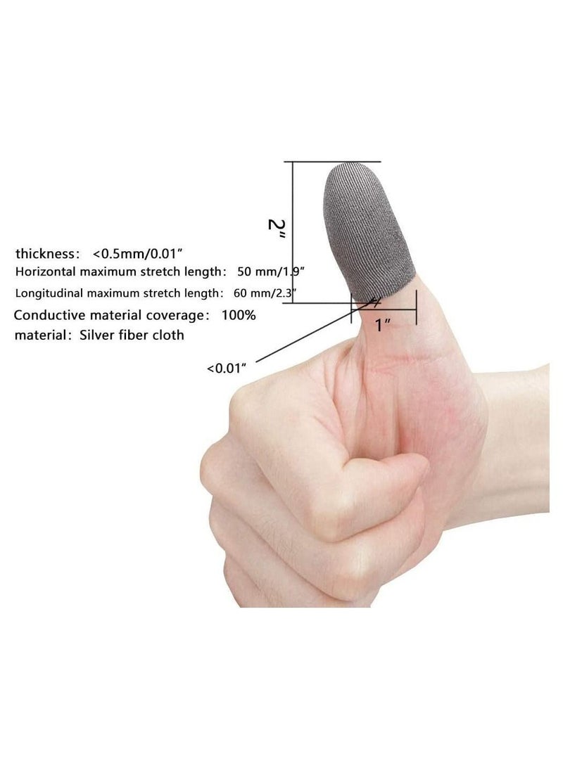 PUBG Mobile Game Finger Sleeve Sets, Sterling Silver Fiber, Anti-Sweat Breathable Full Touch Screen Sensitive Shoot Aim Joysticks Set, Rules of Survival (5 Pack, Gray)