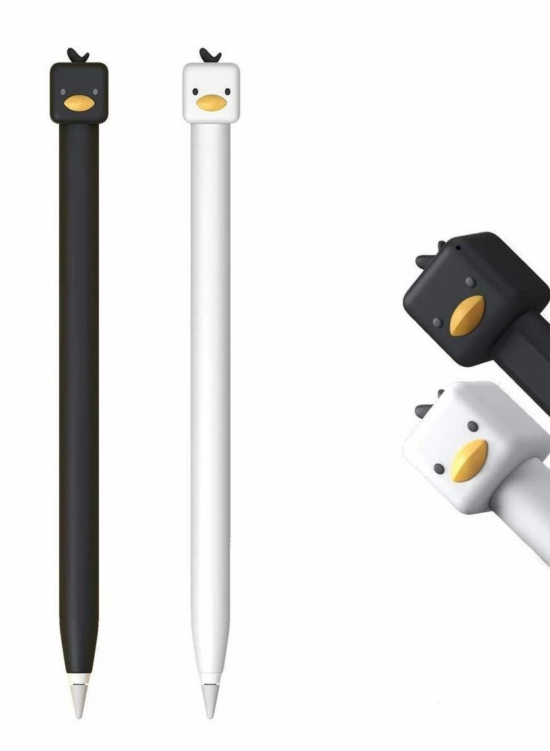Soft Case for Apple Pencil 2nd Generation, Cute Duck Design Silicone Stylus Holder Cover, Protective Cover Accessories, 2pcs