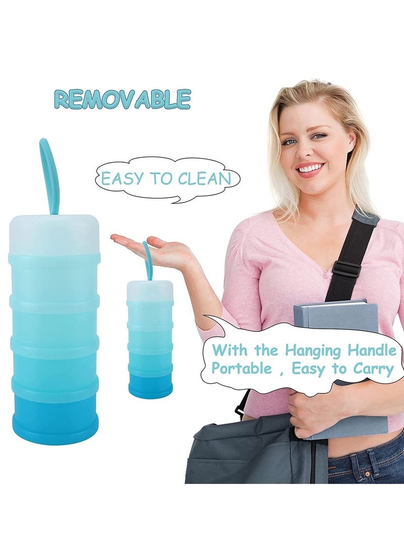 Formula Dispenser, Non-Spill Stackable Baby Snack Storage Container, 4 Layers Milk Powder Stackable, Container for Travel, BPA Free, 2 Pack