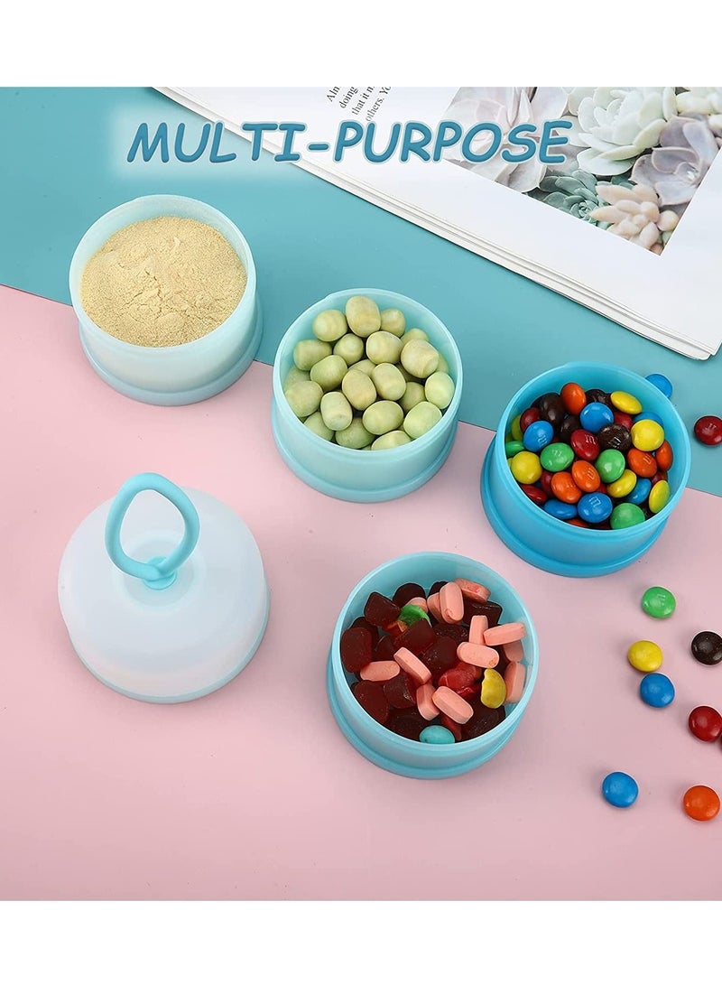 Formula Dispenser, Non-Spill Stackable Baby Snack Storage Container, 4 Layers Milk Powder Stackable, Container for Travel, BPA Free, 2 Pack