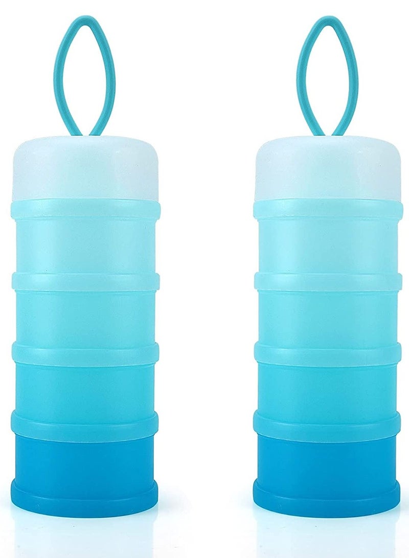 Formula Dispenser, Non-Spill Stackable Baby Snack Storage Container, 4 Layers Milk Powder Stackable, Container for Travel, BPA Free, 2 Pack