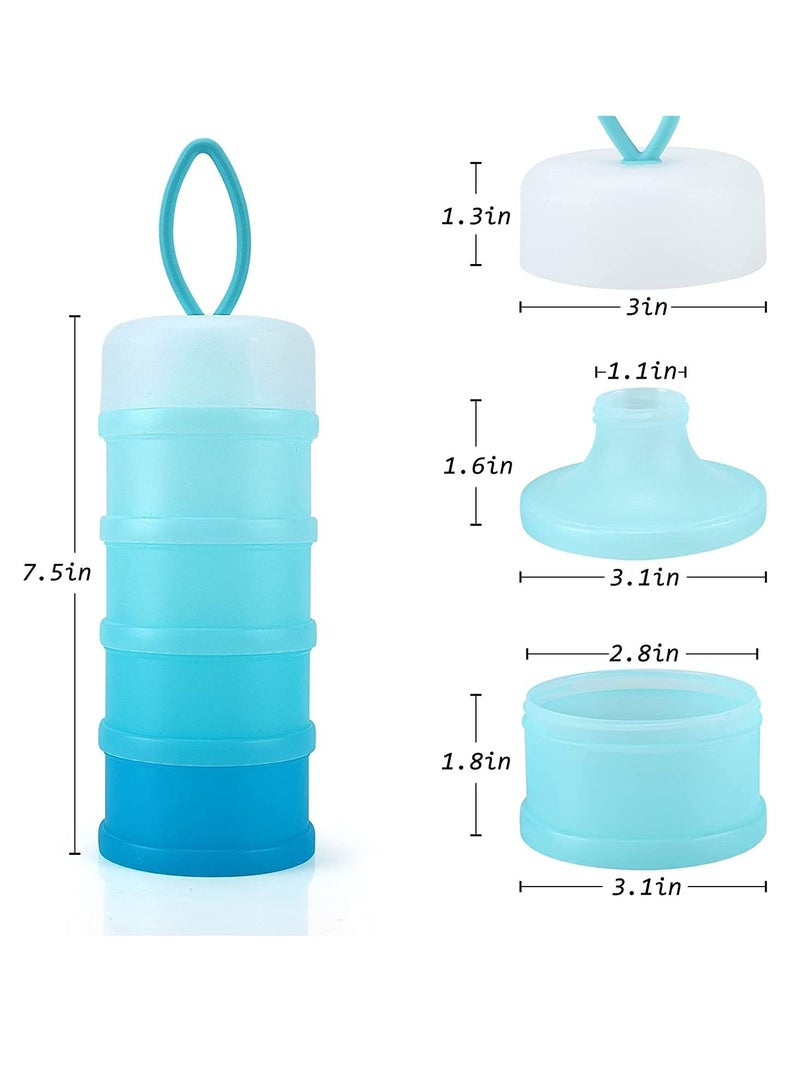 Formula Dispenser, Non-Spill Stackable Baby Snack Storage Container, 4 Layers Milk Powder Stackable, Container for Travel, BPA Free, 2 Pack