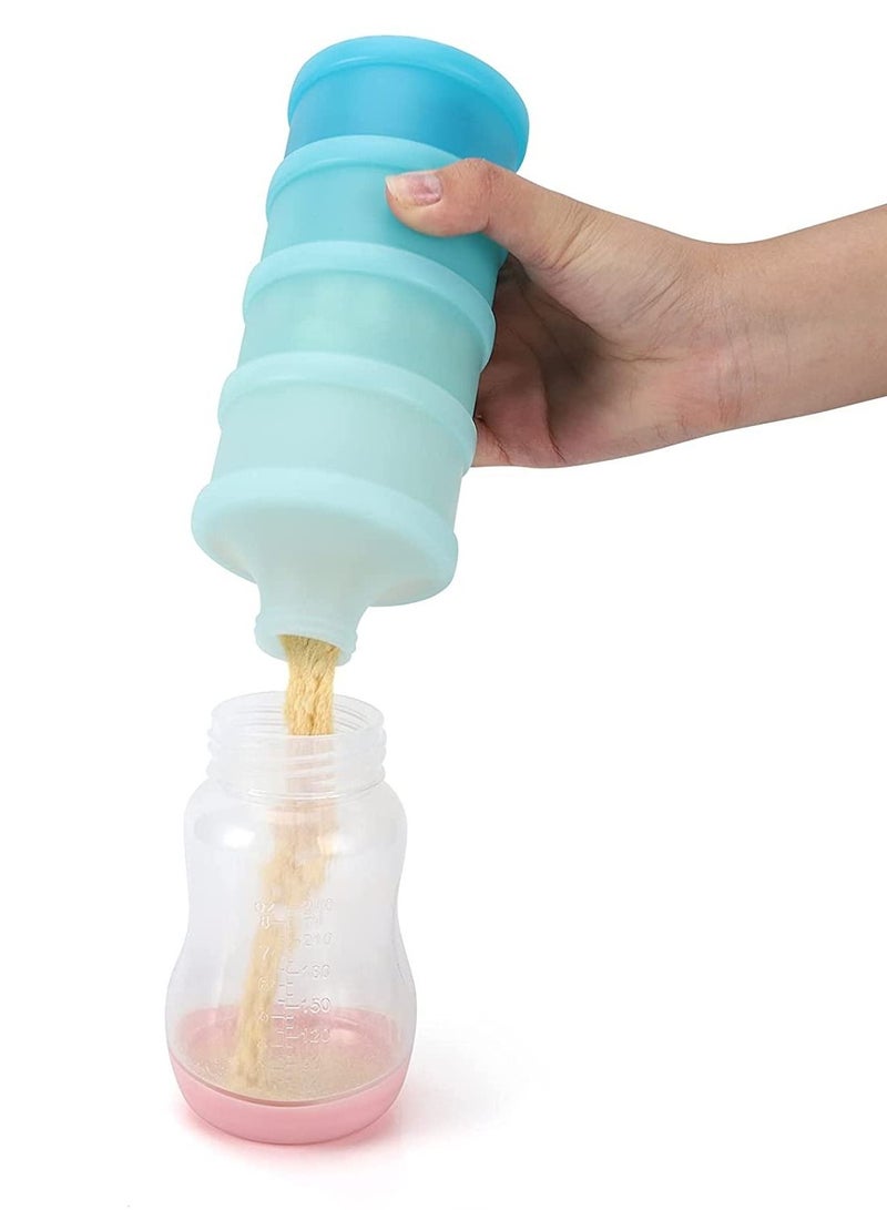 Formula Dispenser, Non-Spill Stackable Baby Snack Storage Container, 4 Layers Milk Powder Stackable, Container for Travel, BPA Free, 2 Pack