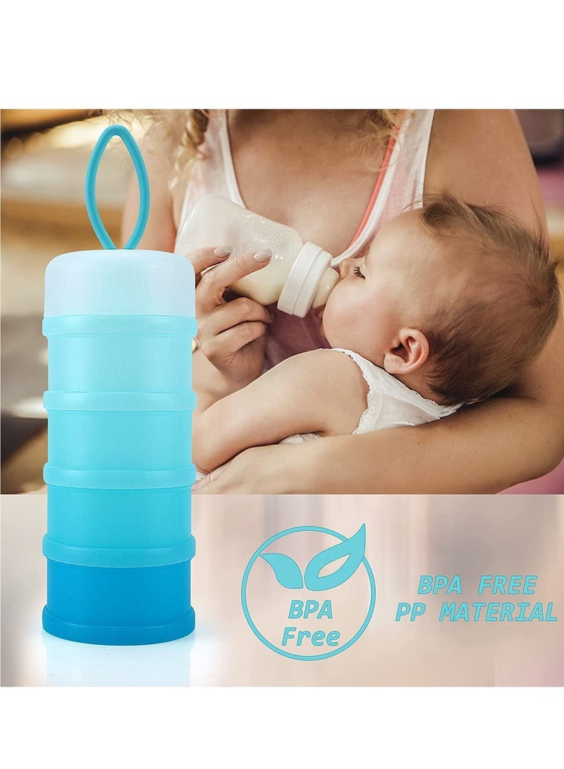 Formula Dispenser, Non-Spill Stackable Baby Snack Storage Container, 4 Layers Milk Powder Stackable, Container for Travel, BPA Free, 2 Pack