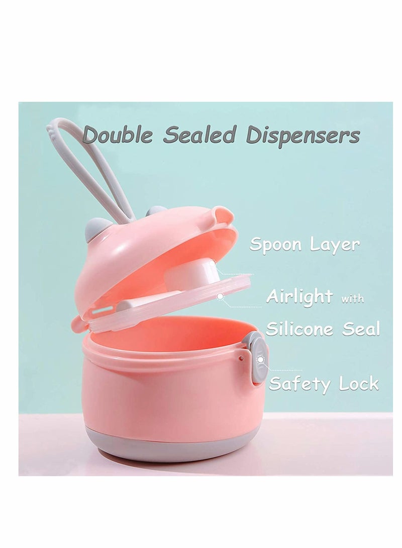 Formula Dispenser, Baby Portable Milk Powder Dispenser Snack Storage Container for Travel Bedroom Outdoor Infant Toddler Children (Large Pink)