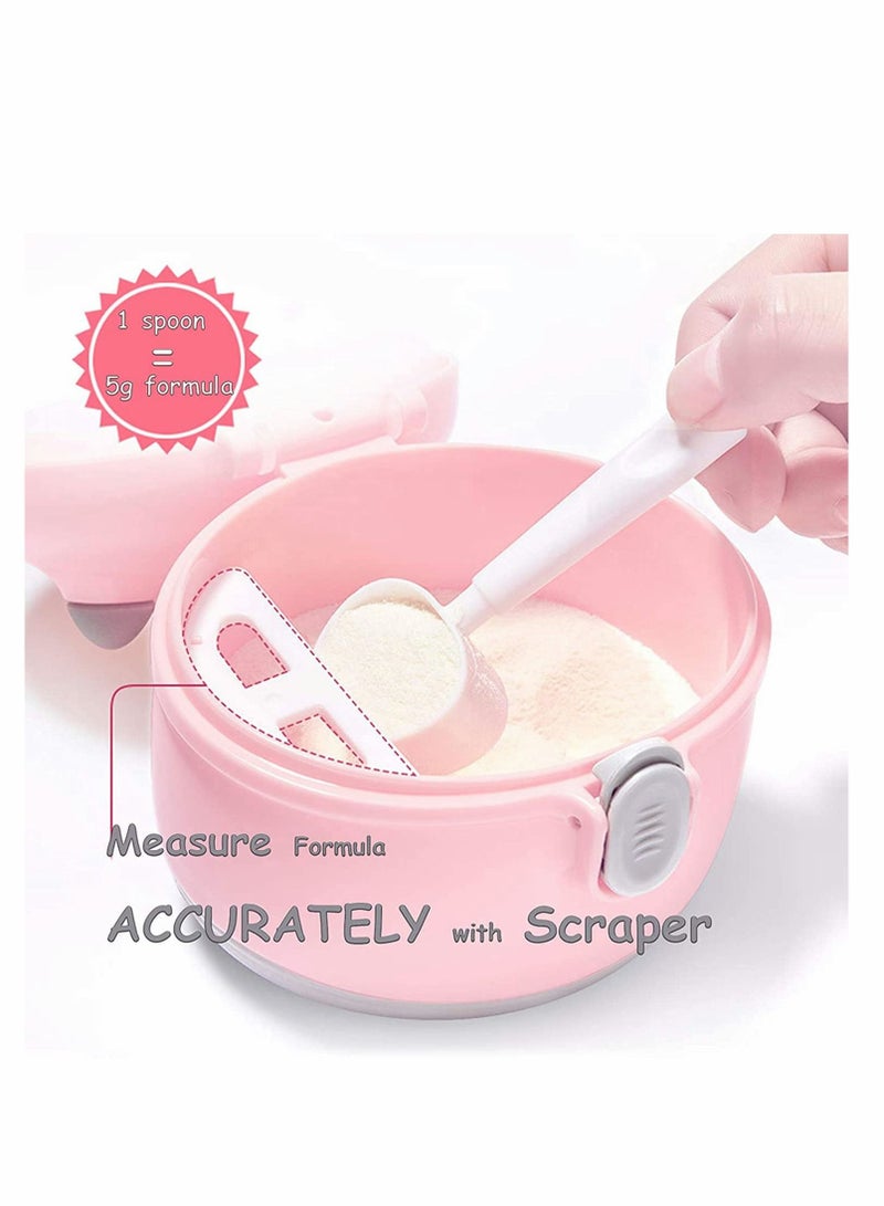 Formula Dispenser, Baby Portable Milk Powder Dispenser Snack Storage Container for Travel Bedroom Outdoor Infant Toddler Children (Large Pink)