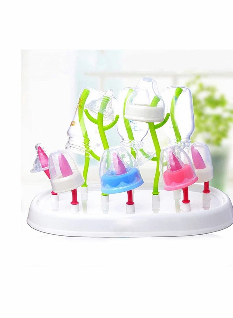 Baby Bottle Dryer Rack, Feeding Bottles Pacifier Cup Holder, Plastic Newborn Cleaning Drainer Holder Drying Safe for Bottles, Teats, Cups, Pump Parts, 1 Pcs