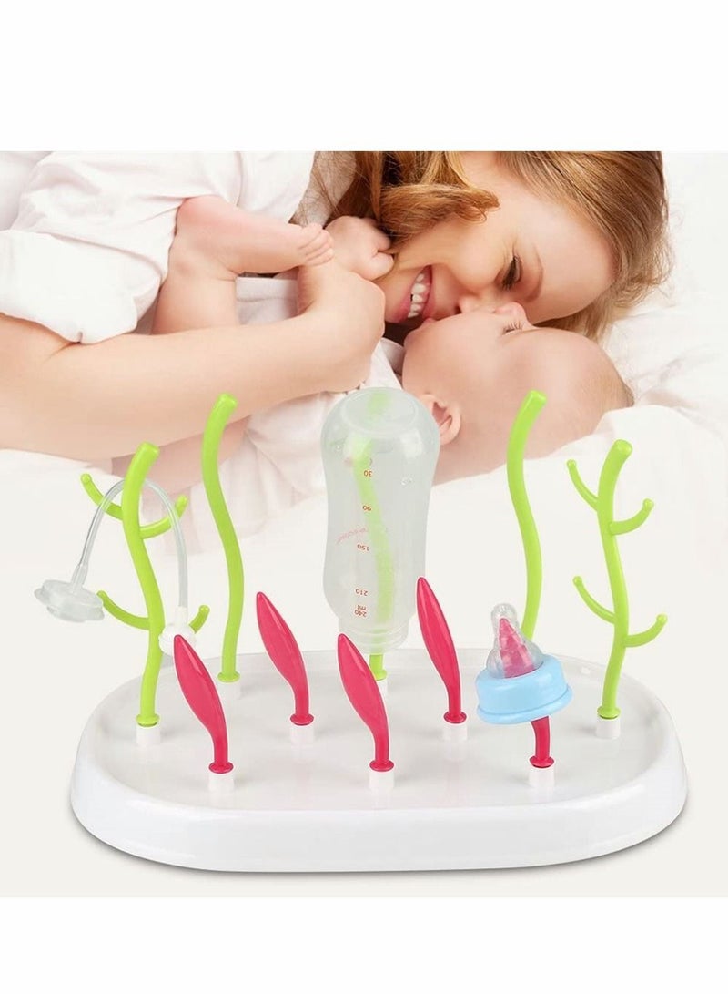 Baby Bottle Dryer Rack, Feeding Bottles Pacifier Cup Holder, Plastic Newborn Cleaning Drainer Holder Drying Safe for Bottles, Teats, Cups, Pump Parts, 1 Pcs
