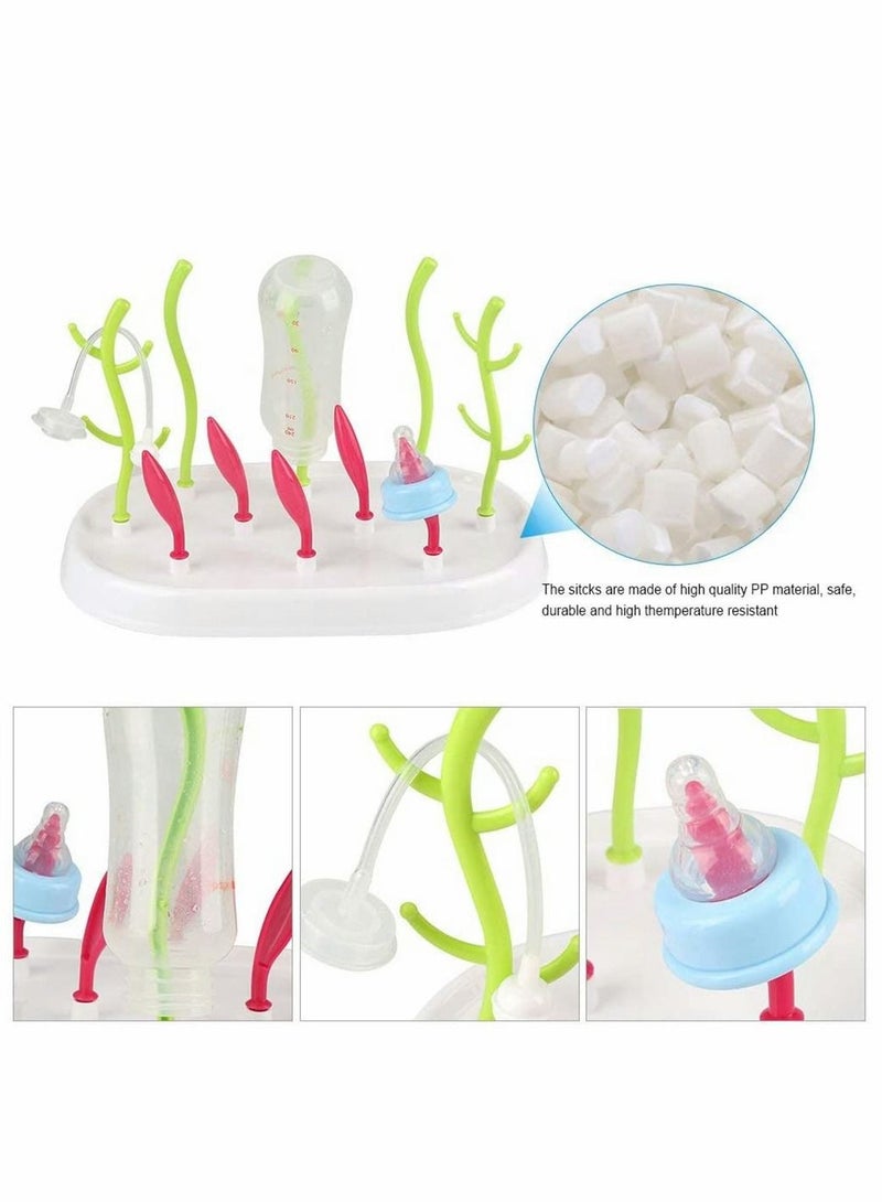 Baby Bottle Dryer Rack, Feeding Bottles Pacifier Cup Holder, Plastic Newborn Cleaning Drainer Holder Drying Safe for Bottles, Teats, Cups, Pump Parts, 1 Pcs