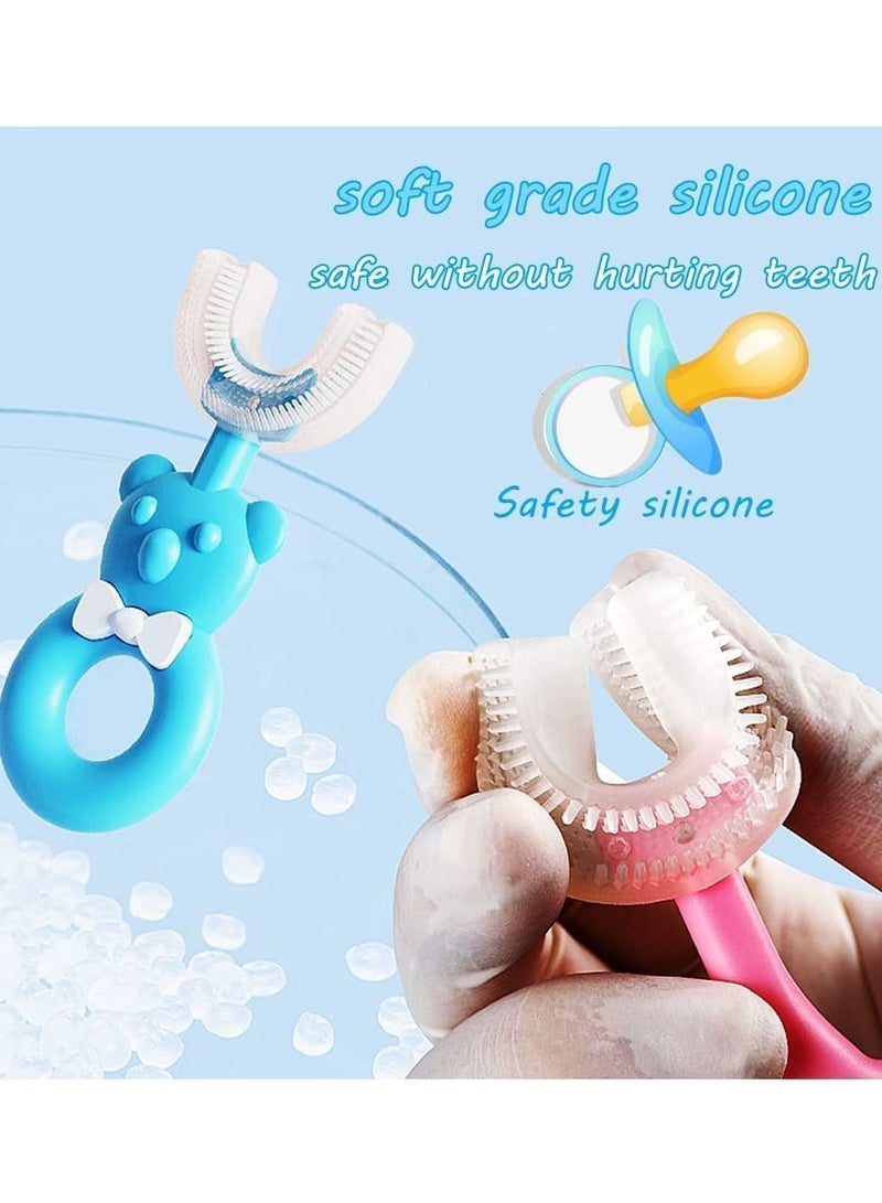 U-Shaped Toothbrush Kids, KASTWAVE 3 PCS Food Grade Silicone Head, Manual Whole Mouth for Kids Age 2-8, Whitening Massage U-Type with Handle