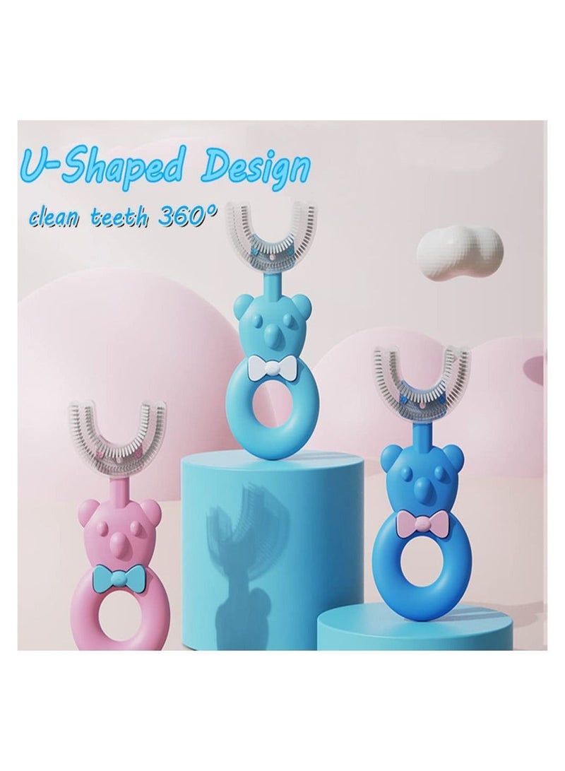 U-Shaped Toothbrush Kids, KASTWAVE 3 PCS Food Grade Silicone Head, Manual Whole Mouth for Kids Age 2-8, Whitening Massage U-Type with Handle
