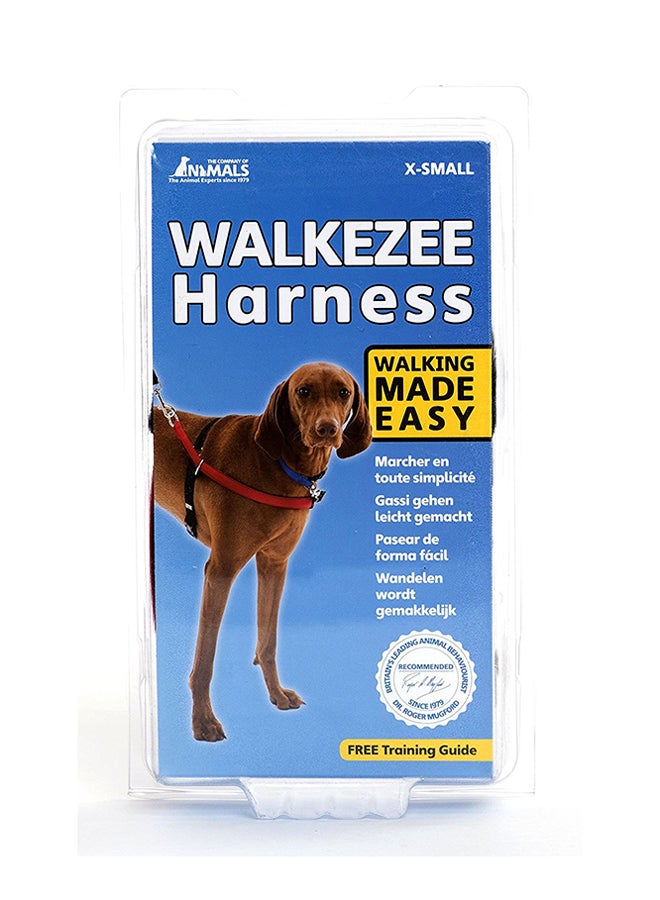 Dog Walkezee Harness Black/Blue/Red X-Smallcm