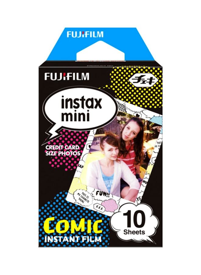 Pack Of 10 Comics Themed Instax Mini Instant Camera Photo Films White/Black