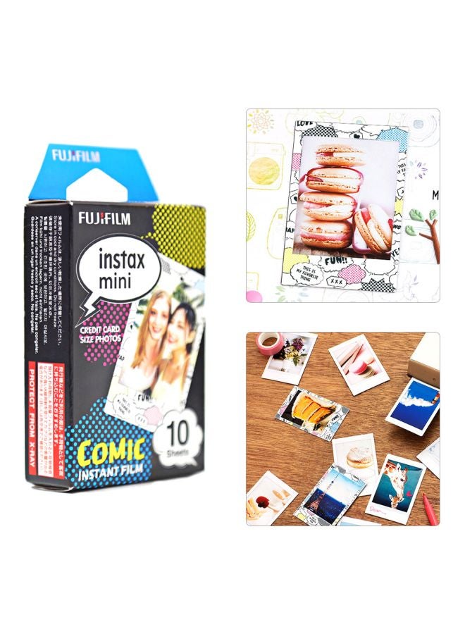 Pack Of 10 Comics Themed Instax Mini Instant Camera Photo Films White/Black